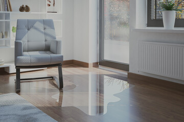 Water leaked on wooden floor 