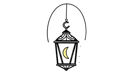 Hanging Ramadan Lantern with Crescent Moon Symbol