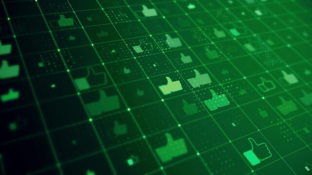 Social Media Like Icons in Digital Network Representing Online Engagement