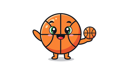 Fototapeta premium A cartoon orange character is playing basketball with a determined expression