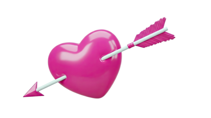 Pink Heart pierced by Cupid's Arrow