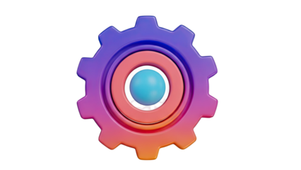 3D Gear Icon with Gradient Colors