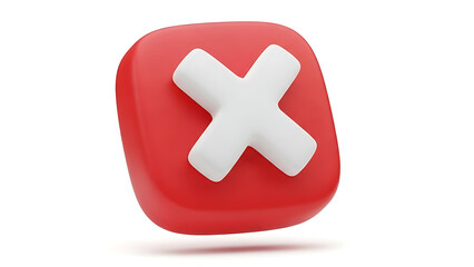 Fototapeta premium 3D Red Cancel Button Icon with White Cross Mark