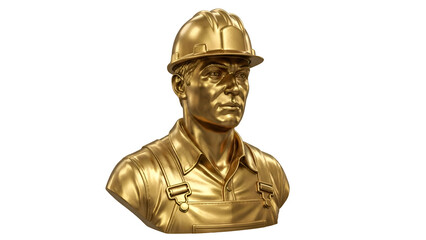 Obraz premium Golden Bust of Construction Worker in Hard Hat