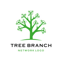 Obraz premium Modern Green Tree with branches network data connection for technology Sustainable environmental Connectivity or digital growth logo design