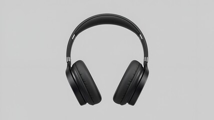Fototapeta premium Classic Black Over-Ear Headphones with Leather Padding, High Fidelity Audio Equipment for Studio or Travel