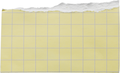 piece of yellow graph cardboard paper tear isolated on white background