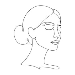 Vector illustration of woman portrait in line art on transparent background
