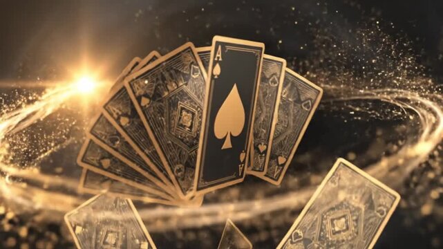 Golden Ace of Spades Playing Cards Reveal Background Video