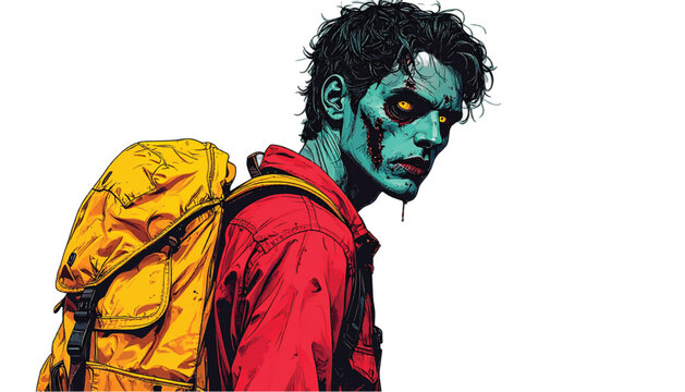 Zombie Hiker with Backpack - A Post-Apocalyptic Trek.