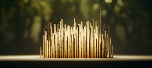 bamboo forest shaped matchstick carving ,generative AI