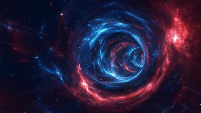 Stunning cosmic vortex with vibrant blue and red colors in a starry universe, perfect for sci-fi backgrounds and space-themed projects