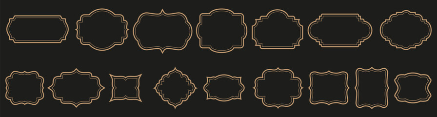 Set of golden luxury vintage decorative frames with classic ornamental design elements.  Vintage frames set, Decorative frame. Vector illustration.