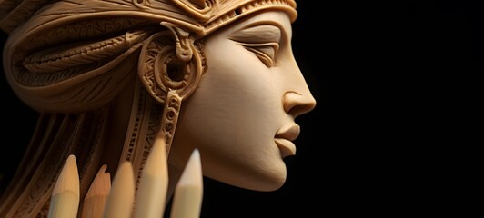 athena shaped matchstick carving,generative AI