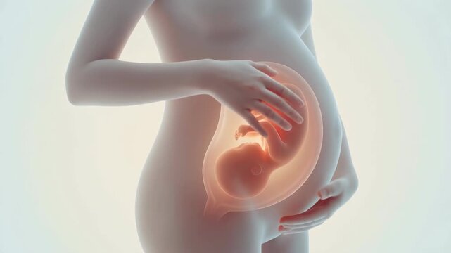 Pregnancy Concept Illustration, Expecting Mother with Baby in Womb, Maternal Bonding Art