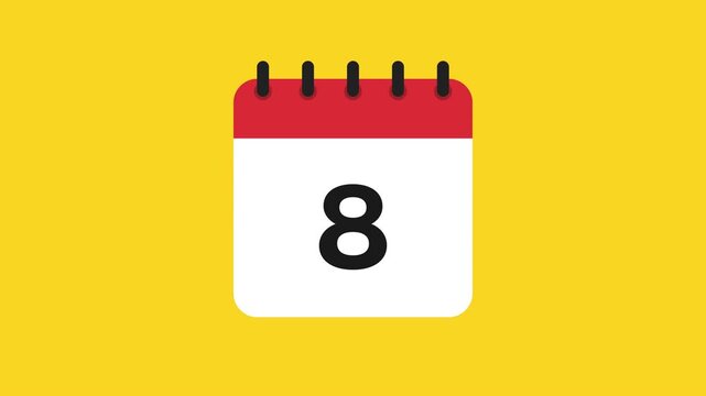 Animated Calendar Date Eight 8 Daily Countdown Motion Graphic Prores Alpha Channel 4K 60fps