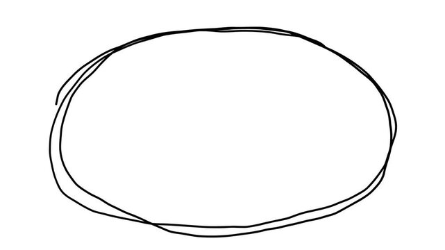 Doodle Oval Frame Stop Motion Scribble Animation on White Background