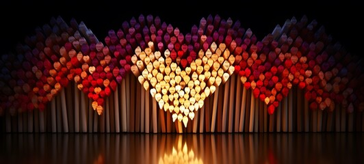 valentine's day shaped matchstick carving ,generative AI