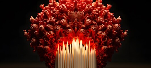 valentine's day shaped matchstick carving ,generative AI