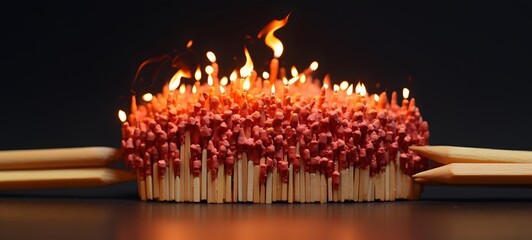 valentine's day shaped matchstick carving ,generative AI