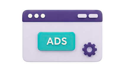 3D Icon of Advertising Settings on a Browser Window