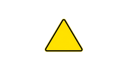 Yellow triangle warning sign isolated on transparent background