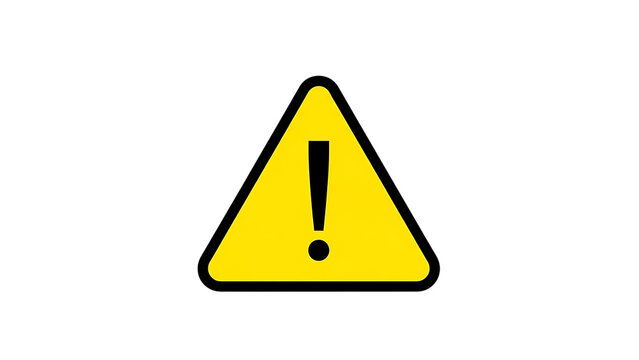 Yellow exclamation mark warning sign isolated on transparent background