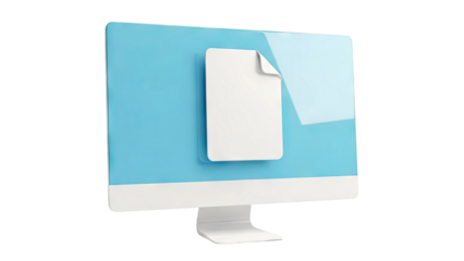 Computer monitor displaying a blank document icon