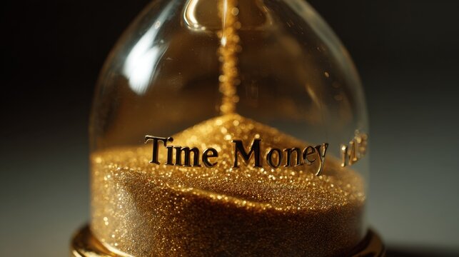 Time as Precious Resource: An exquisite hourglass captures the fleeting nature of time and its intrinsic link to the concept of value and efficiency. The grains of sand elegantly cascade downwards.