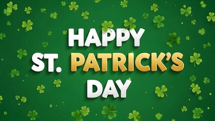 Happy st patrick's day wishes with shamrocks and green background