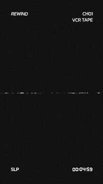 Rewind VHS screen overlay vertical animation 4K resolution.