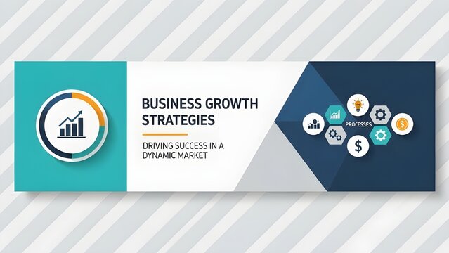 A business growth strategy banner with a dynamic market concept - Powered by Adobe