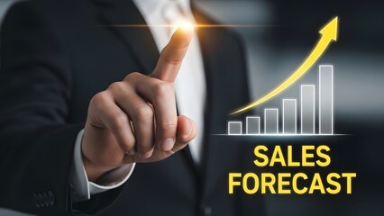 Financial growth chart hologram sales forecast analysis and projections