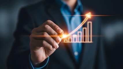 Financial growth chart hologram a futuristic representation of business success