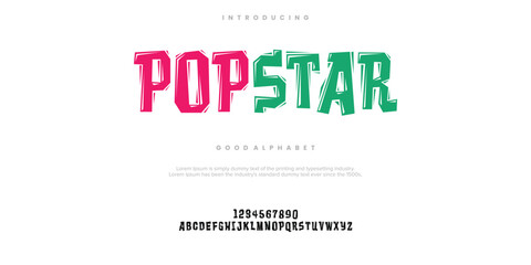 PopStar modern abstract digital alphabet font. technology typography, Creative urban sport fashion futuristic font and with numbers. vector illustration