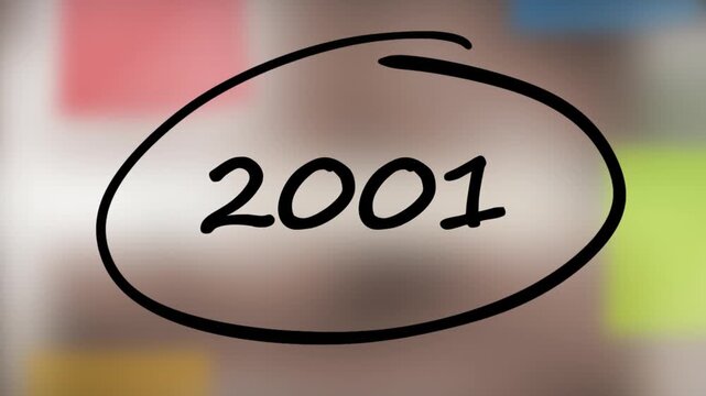 2001 Black Marker Writing on Glass Surface
