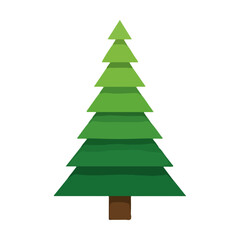 Fototapeta premium Simple Minimalist Green Pine Tree Icon Flat Design Vector