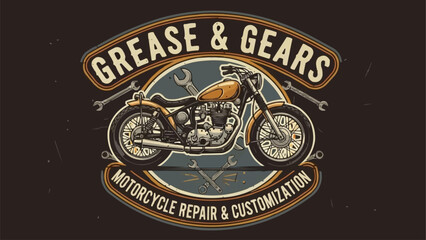 Vintage Motorcycle Repair and Customization Logo Design. © Reza