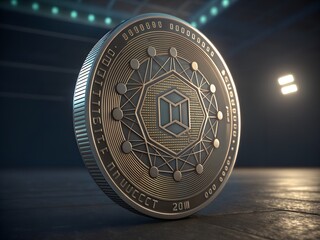 Realistic 3D render of a generic digital coin 