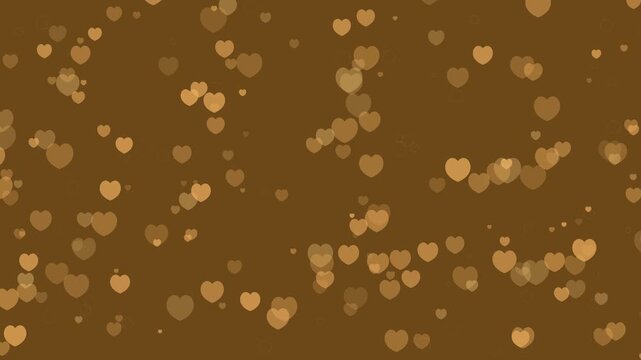 Whimsical hearts float across a textured brown background