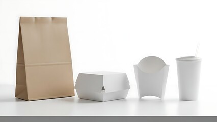 Fast food packaging set on a white background.