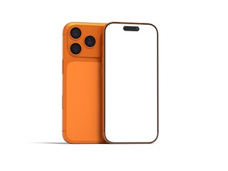 Orange Smartphone 3D Render Isolated White for Mockup 2