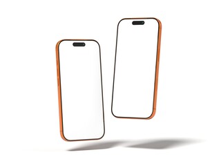 Orange Smartphone 3D Render Isolated White for Mockup 4