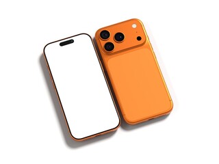 Orange Smartphone 3D Render Isolated White for Mockup 3