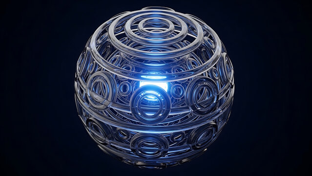 Intricate 3d visualization of the edge computing concept, featuring a glowing data sphere for low latency processing - Powered by Adobe