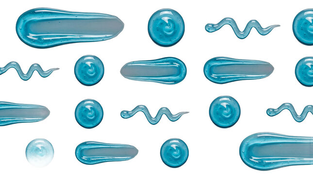 Blue cosmetic gel samples and smears photography