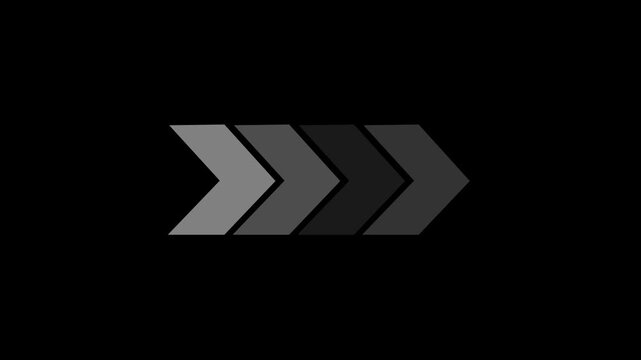 Four Arrows Pointing Right In Grayscale On Black Background