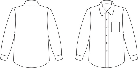 ワイシャツ　長袖　白　ポケット付き