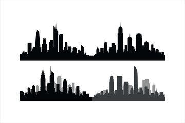 Obraz premium City Skyline Silhouette Vector Set
