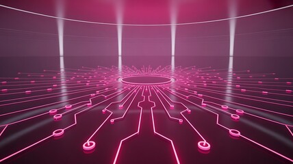 Neon Circuit Board Network , neon, circuit, board, network, technology, digital, lines, connections,